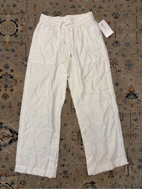 NEW Athleta Small Retreat Linen Wide Leg Pants white 100% linen